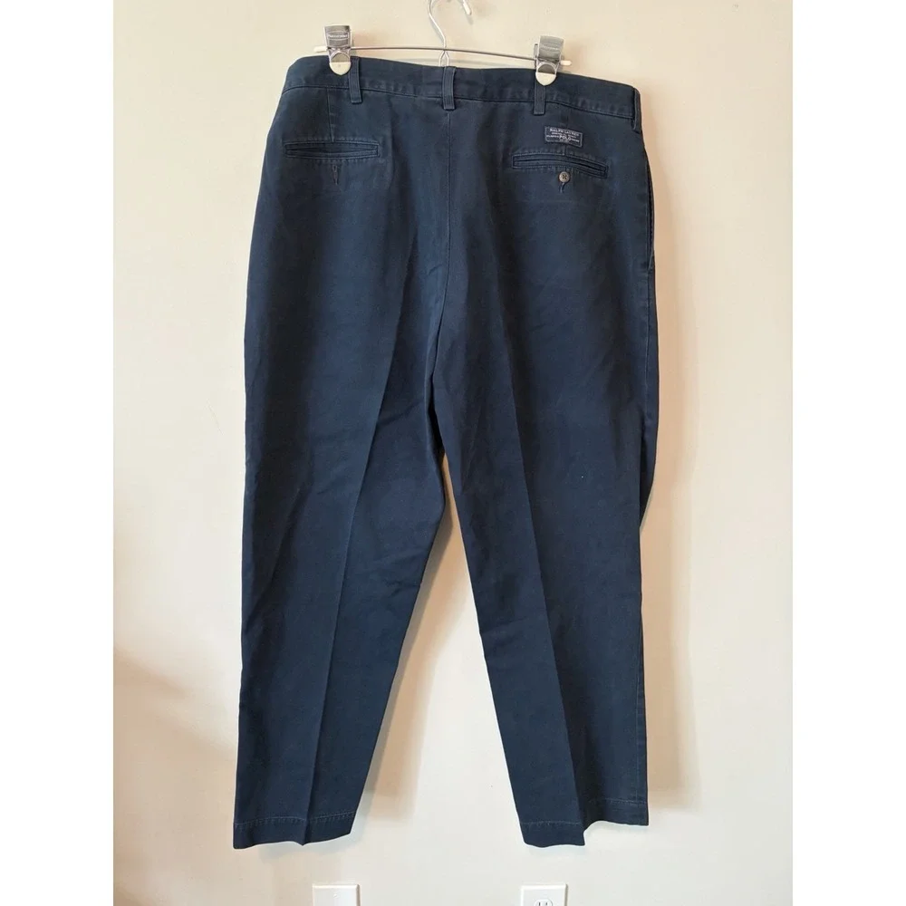 VTG Polo Ralph Lauren Andrew Pleated Pants Navy Blue  Cotton Mens 38 X 31